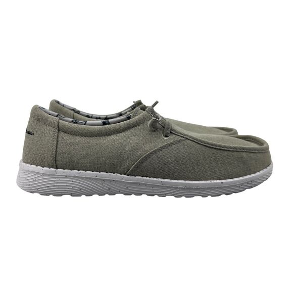 Eddie Bauer Mens 11 Surrey Gray Canvas Lace Up Loafer Bungee Closure Lightweight - Picture 1 of 13
